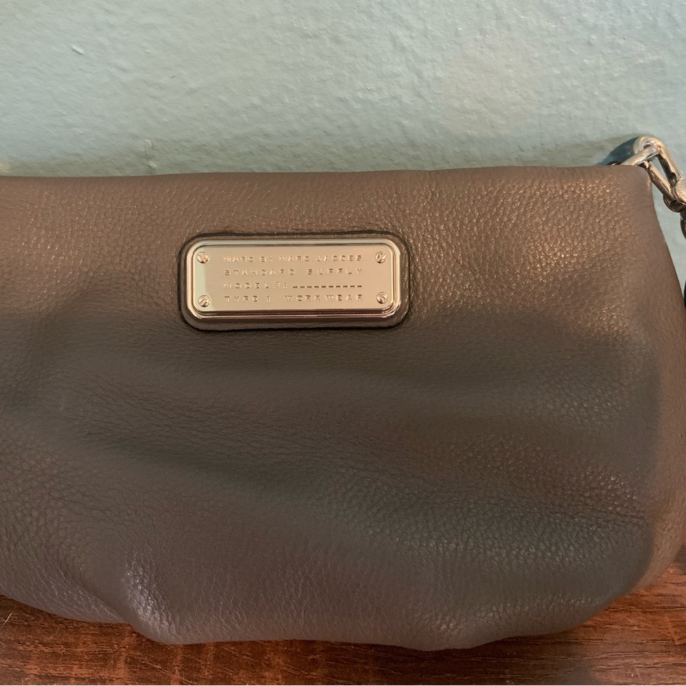 Marc by Marc Jacobs Gray Leather Bag with Silver Plate